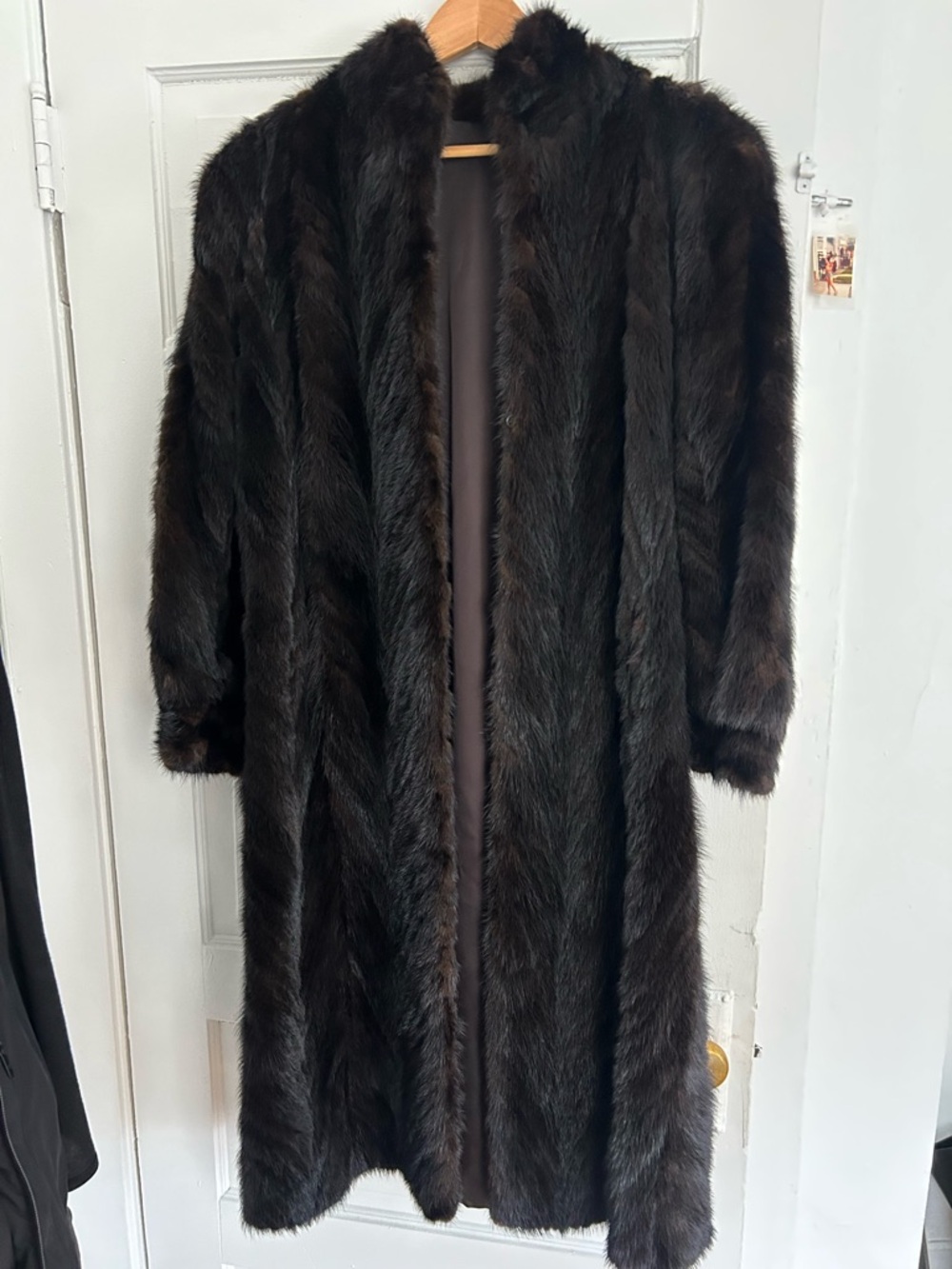 Long Dark Brown mink Fur Coat